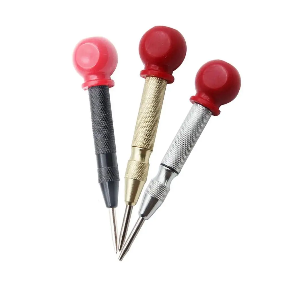 Spring Loaded Automatic Center Pin Punch Tool Woodwork Starting Holes Marker Dent Press Wood Drill Bit Positioner