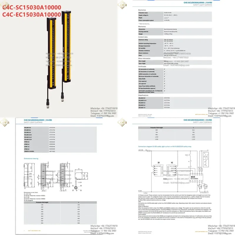 

Sick Brand Safety Light Curtains C4C-SC15030A10000 C4C-EC15030A10000 Part No. 1113229 1113220 New in Stock