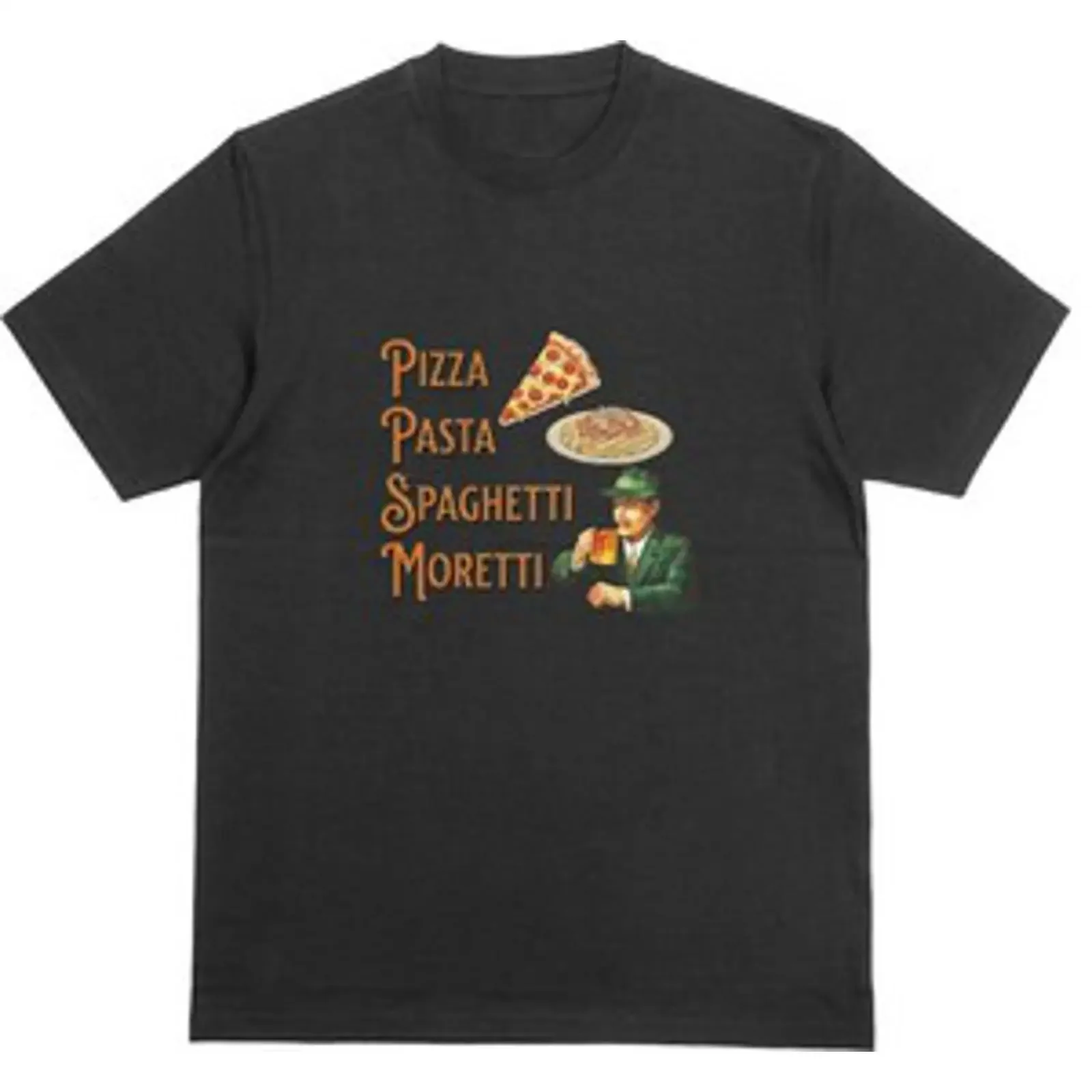 PIZZA PASTA SPAGHETTI MORETTI T Shirt Lustiges Witz Italien Bier Alkohol Top vintage Washed designer clothes Versatile Unisex
