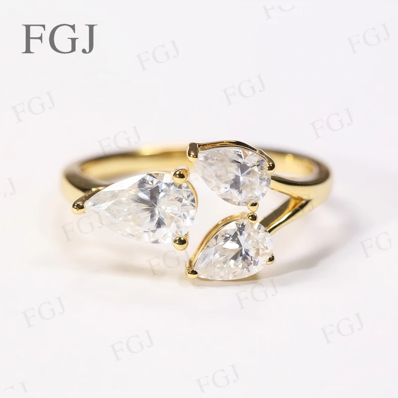 

Custom Ring 100% Real Moissanite Pear Cut 4x6mm 5x8mm D Color VVS1 925 Sterling Silver Exquisite Wedding Christmas Jewelry Gifts