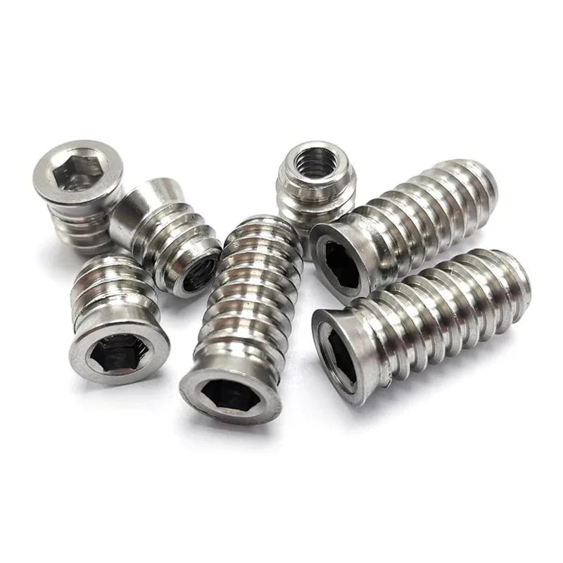 10pcs 304 Stainless Steel Hexagonal Countersunk Head With Internal And External Teeth Embedded Furniture Nuts