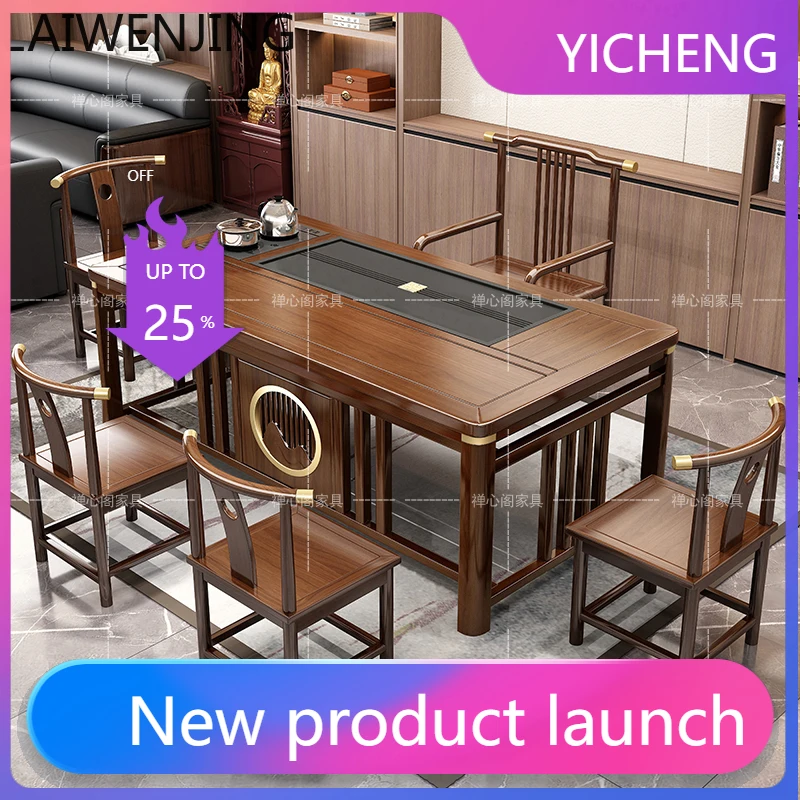 LYY  High-End Solid Wood  and Chair Set for Home Use with Integrated Tea Brewing Table