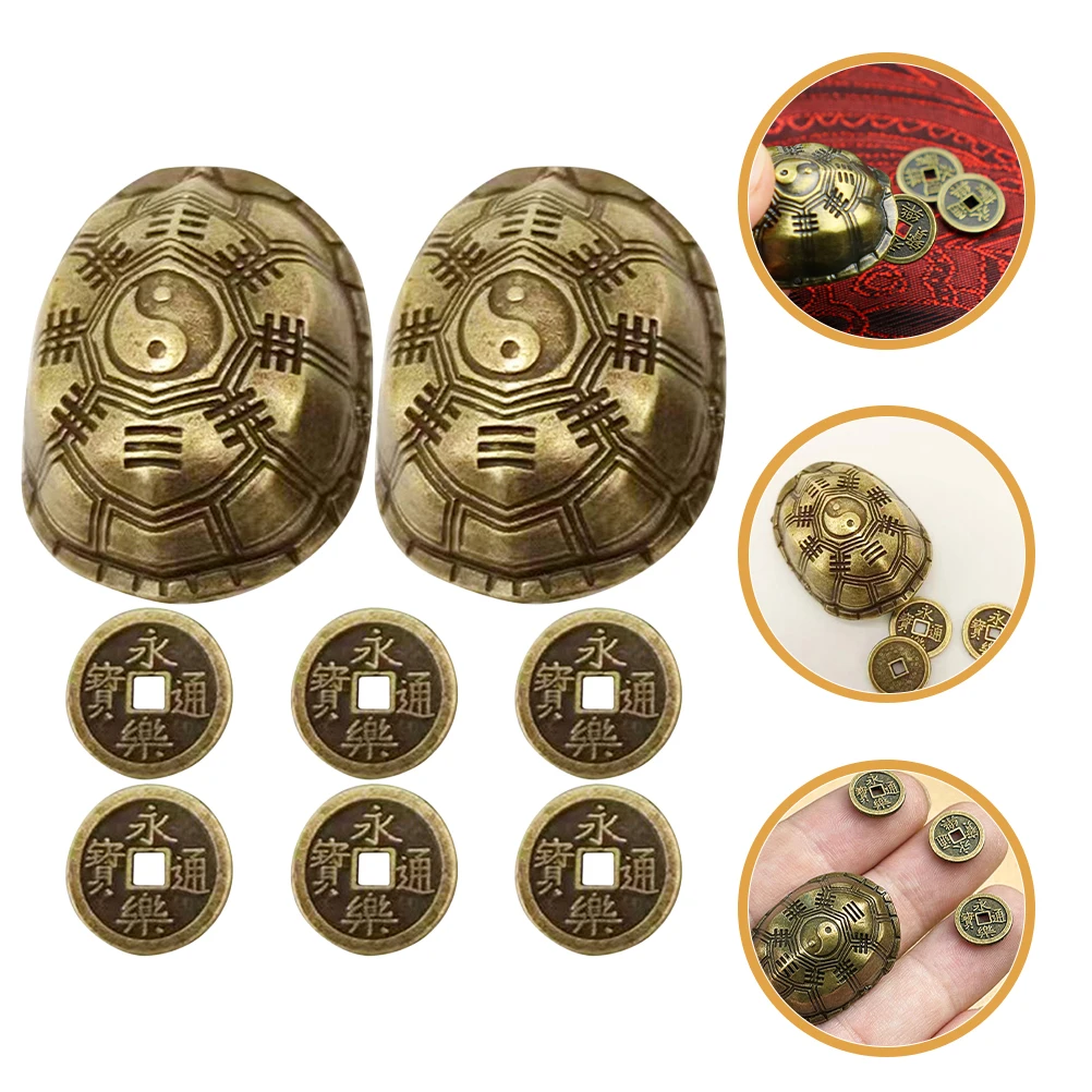 1 セットヴィンテージ真鍮亀の甲羅おもちゃ装飾デスクオーナメントハンドヘルドピースダークブラウンホームオフィス