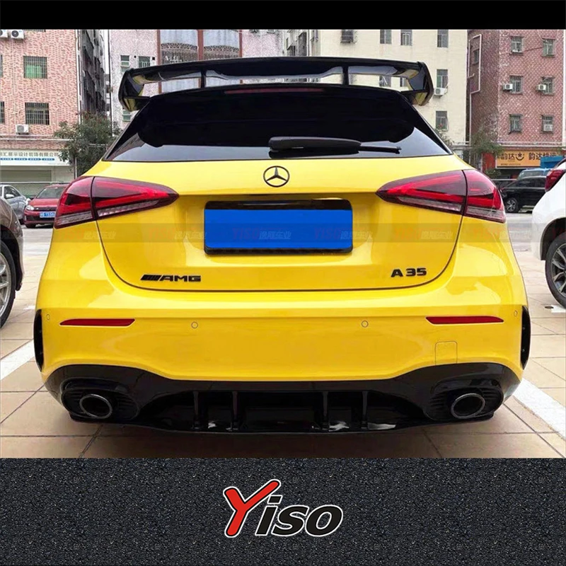 For new Mercedes A-Class A35 hatchback lip carbon fiber wrap modified A35 carbon fiber rear lip rear turbulence