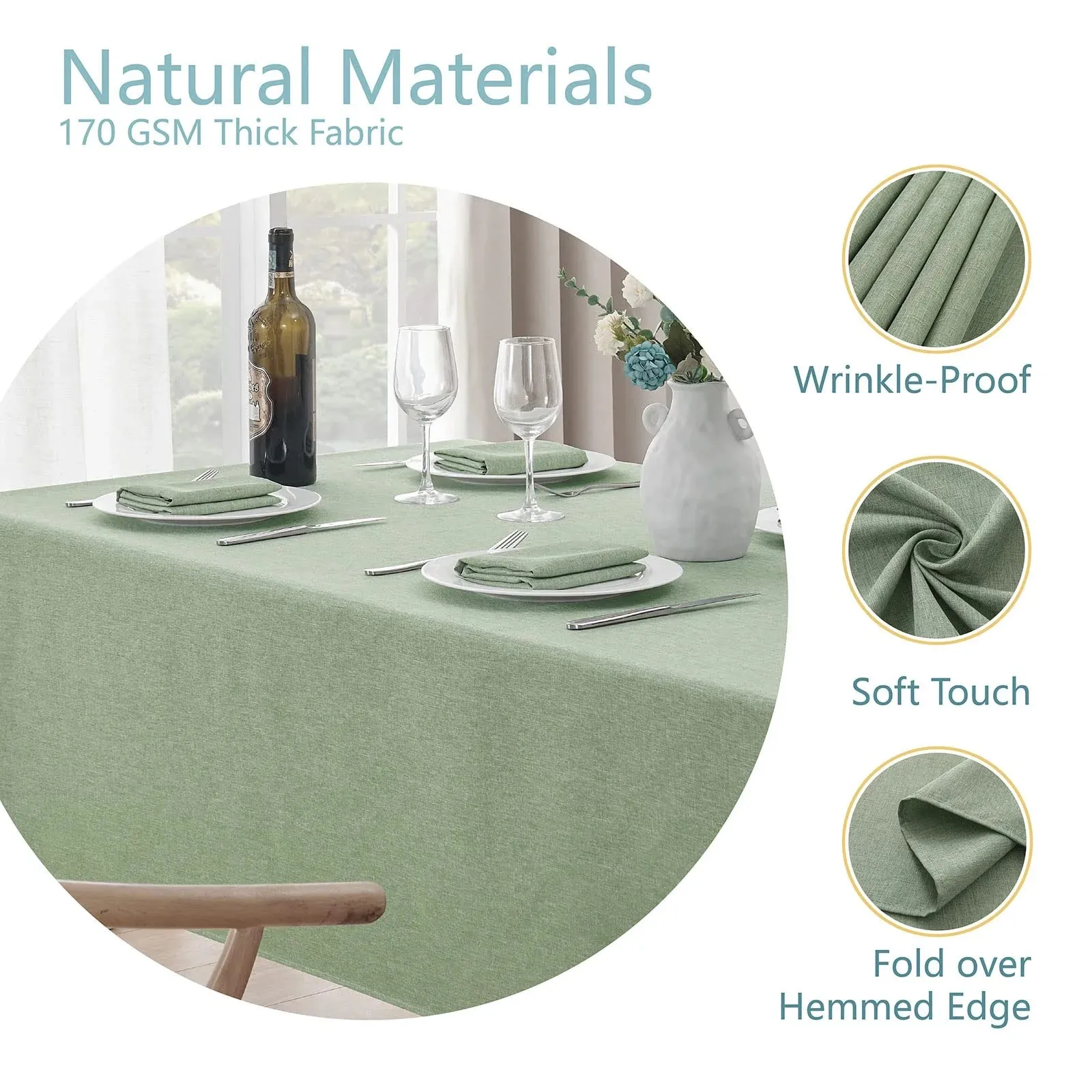VIKAMA Waterproof and Oil-Resistant Rustic Decorative Table Cover Suitable for Dining Tables/Kitchen Tablecloths