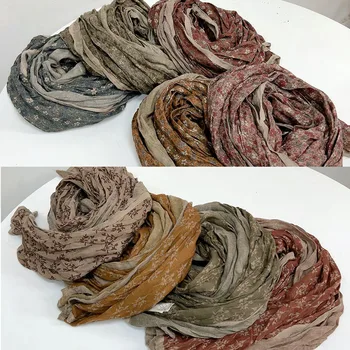 Korean Cotton Retro Scarf  Spring And Autumn New Floral Scarf Fashion Female Thin Breathable Shawl