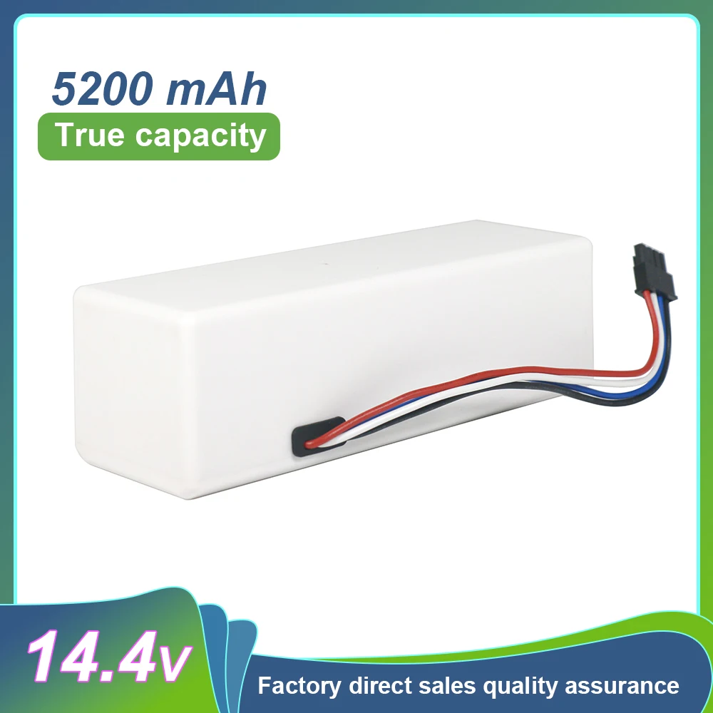 

New 14.4V 5.2Ah 5200mah P1904-4S2P Battery-white， For Xiaomi Mijia 1C STYTJ01ZHM Robot Vacuum Mop Cleaner Accessories battery
