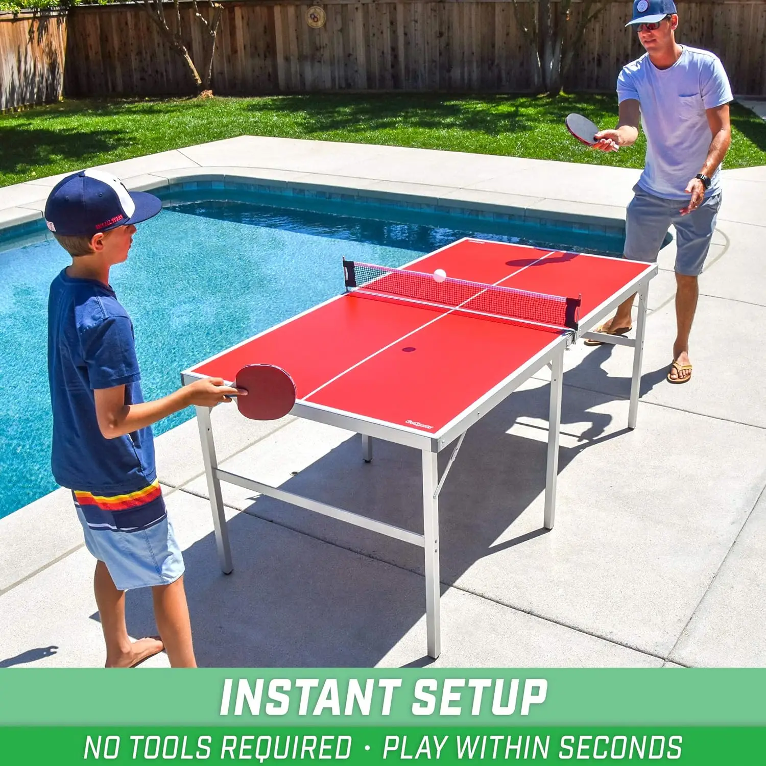 Mid-Size Table Tennis Game Set - Indoor/Outdoor Portable Table Tennis Game with Net, 2 Table Tennis Paddles and 4 Balls