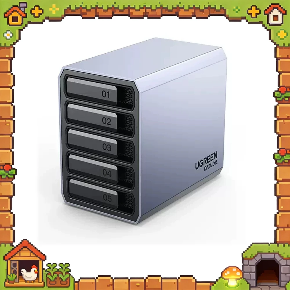 UGREEN 30788 5-Bay 3.5 inch HDD RAID Enclosure USB-C 100TB Expansion 8 RAID Modes Aluminum Housing Dual Fan Cooling