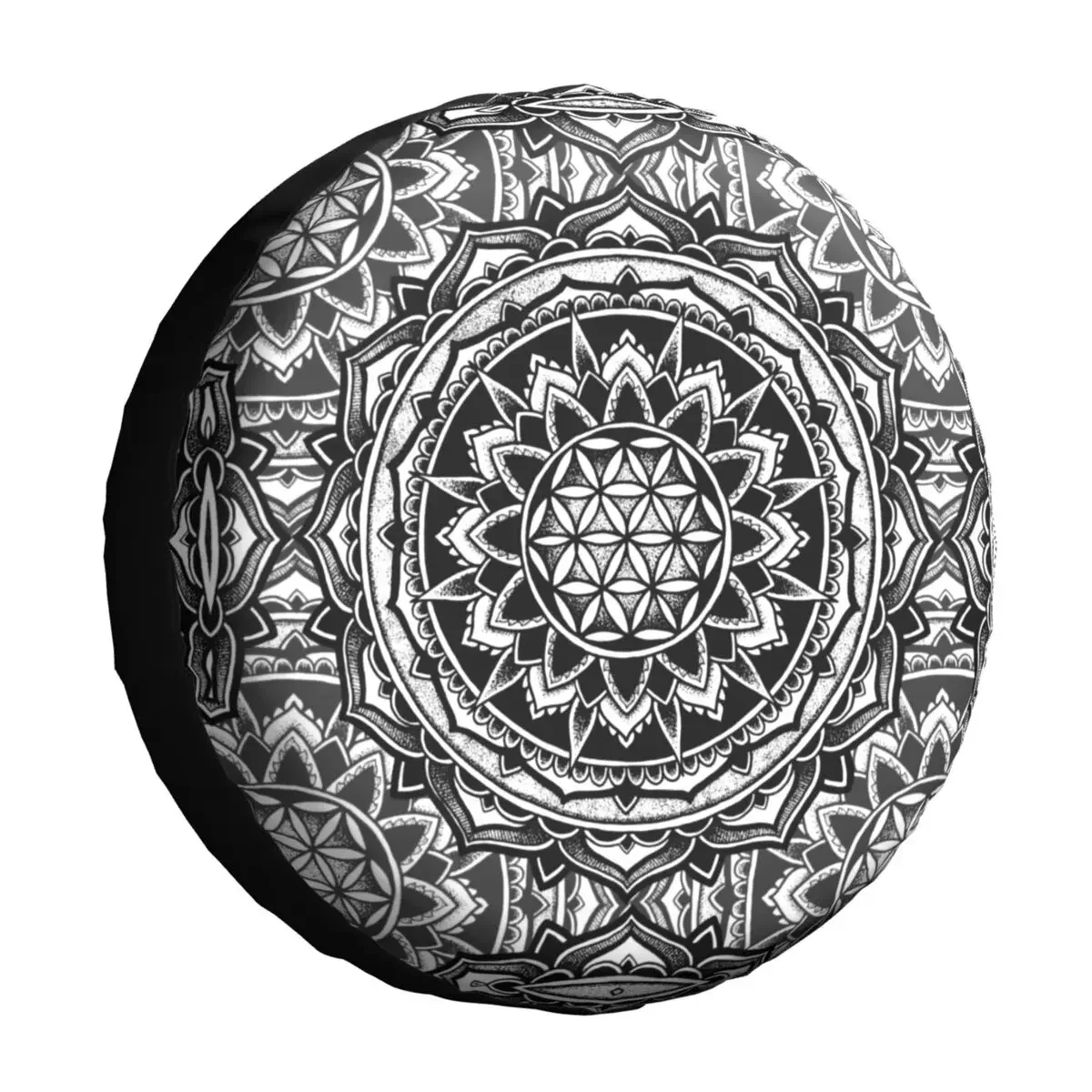 Sacred Geometry Mandala Spare Tire Cover for Jeep Pajero Custom Flower Of Life Geometric Car Wheel Covers 14