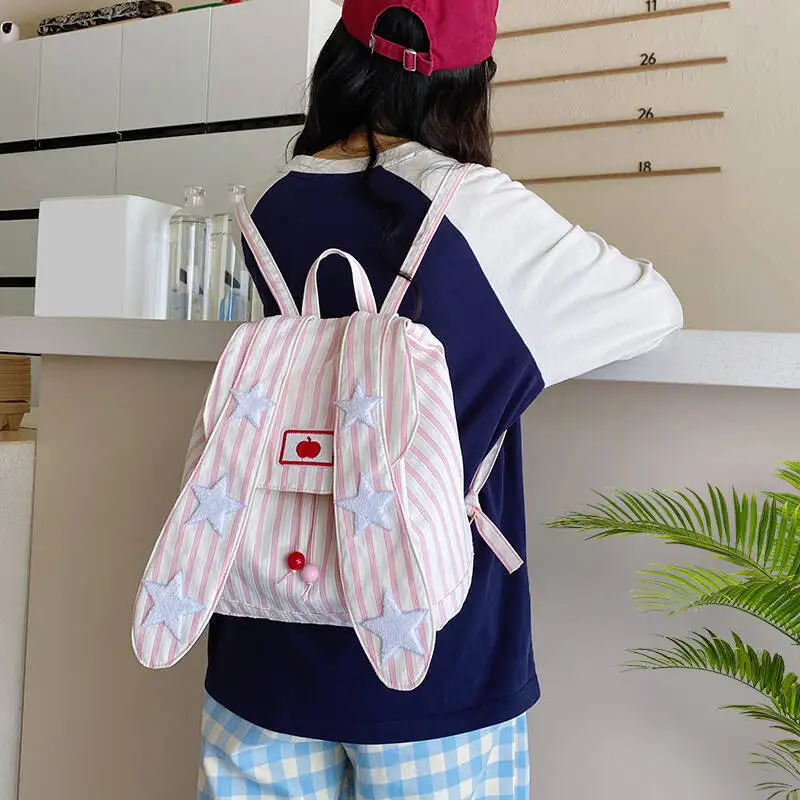 

Женский розовый милый рюкзак, легкие модные школьные сумки Y2k для студентов, большие вместительные рюкзаки с кроликом, милая сумка Kswaii