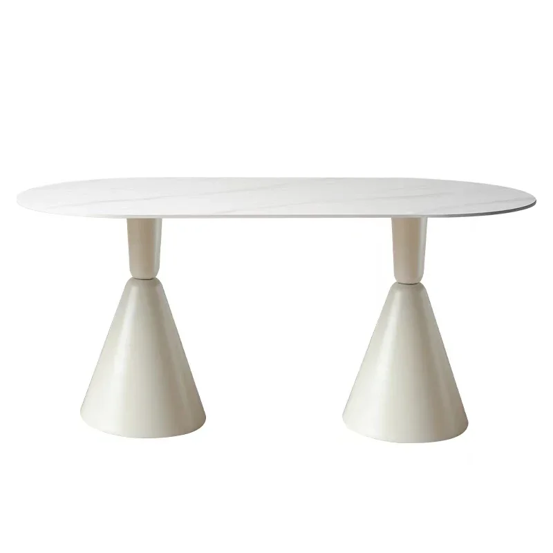 cream wind rock board dining table and chairs household 2023 new minimalist white oval holy grail small apartment dining table