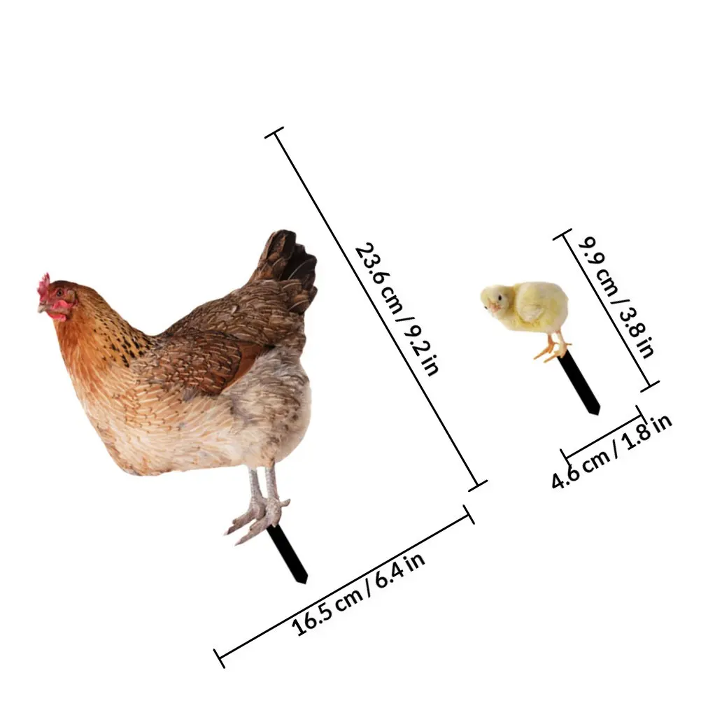 5Pcs Acrylic Chicken Garden Stake Realistic Double-Sided Outdoor Decor for Lawn Yard Park Flower Pot Courtyard Decoration