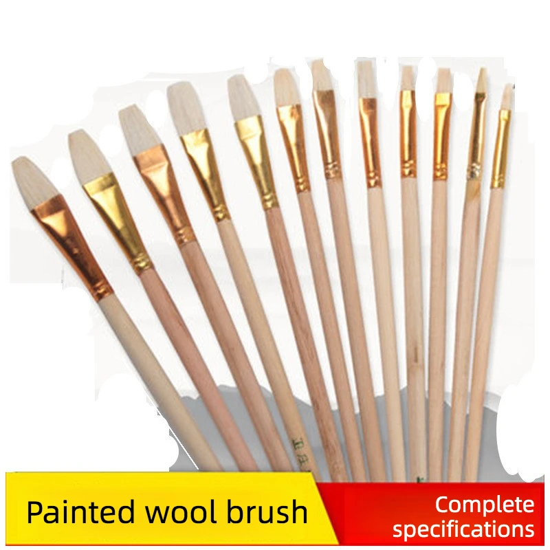 12 pcs set Wool hair Painting Pen NO/P/S/T Pen Wool Pen Oil Brush Craft Ceramic Painting Brush acrylic paint art supplies