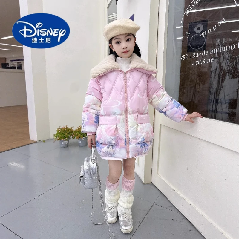 

Disney Princess Winter Coat for Girls, Mid-Length Anime Style Puffer Jacket, Fairy Tale Themed Parka