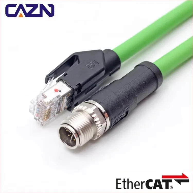 Ethernet M12 Connector 8 Pin X Code Male to RJ45 Ethernet Cable Waterproof Industrial Ethernet Ehercat