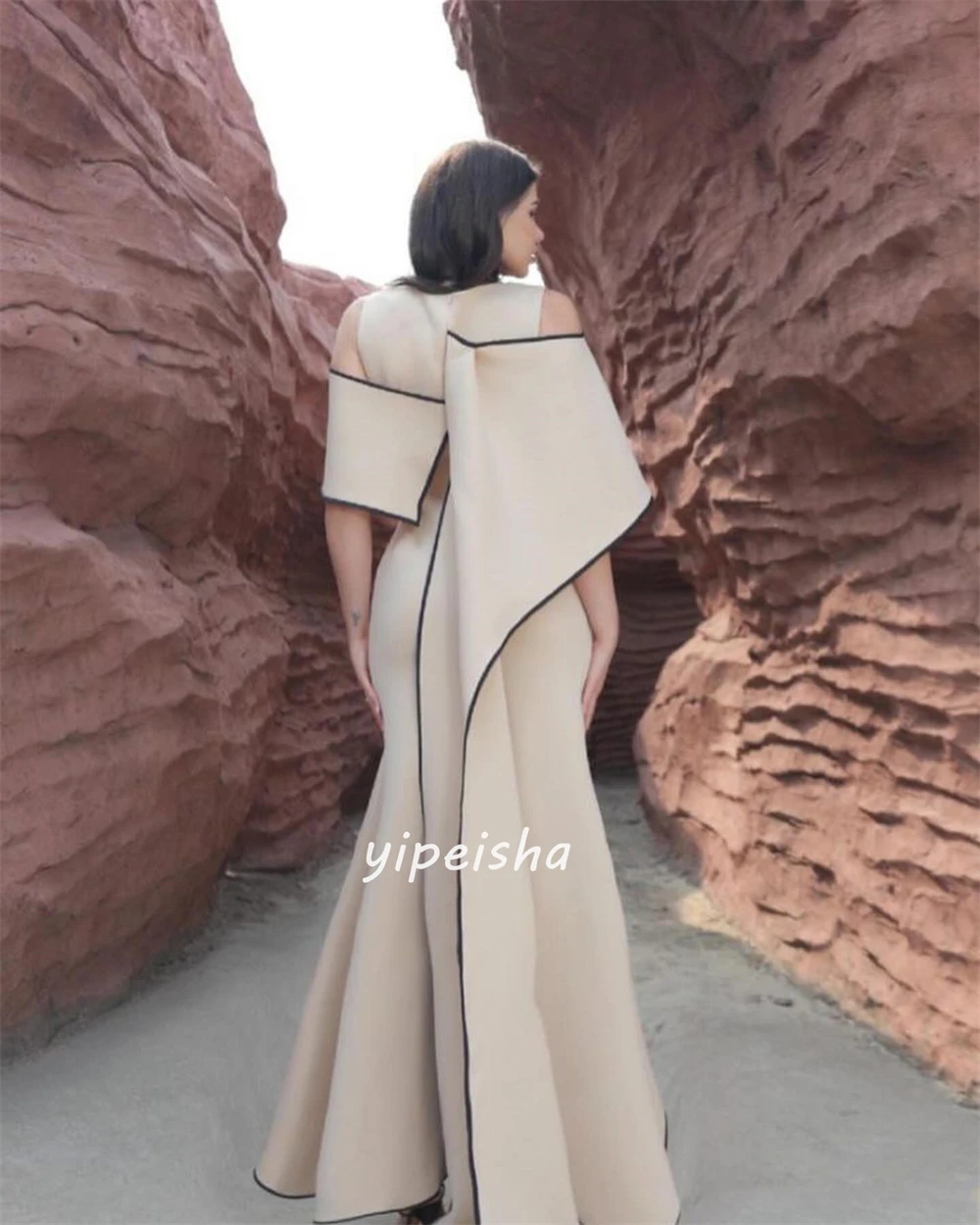 Modern Style Jersey Mermaid V-neck Midi Dresses Prom Dresses Chinese Style High Quality Sizes Available Intricate Matching