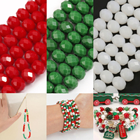 3 4 6 8mm Christmas Beads Red Green White Crystal Glass Beads Faceted Loose Beads Christmas Party Gift Beading Accessories