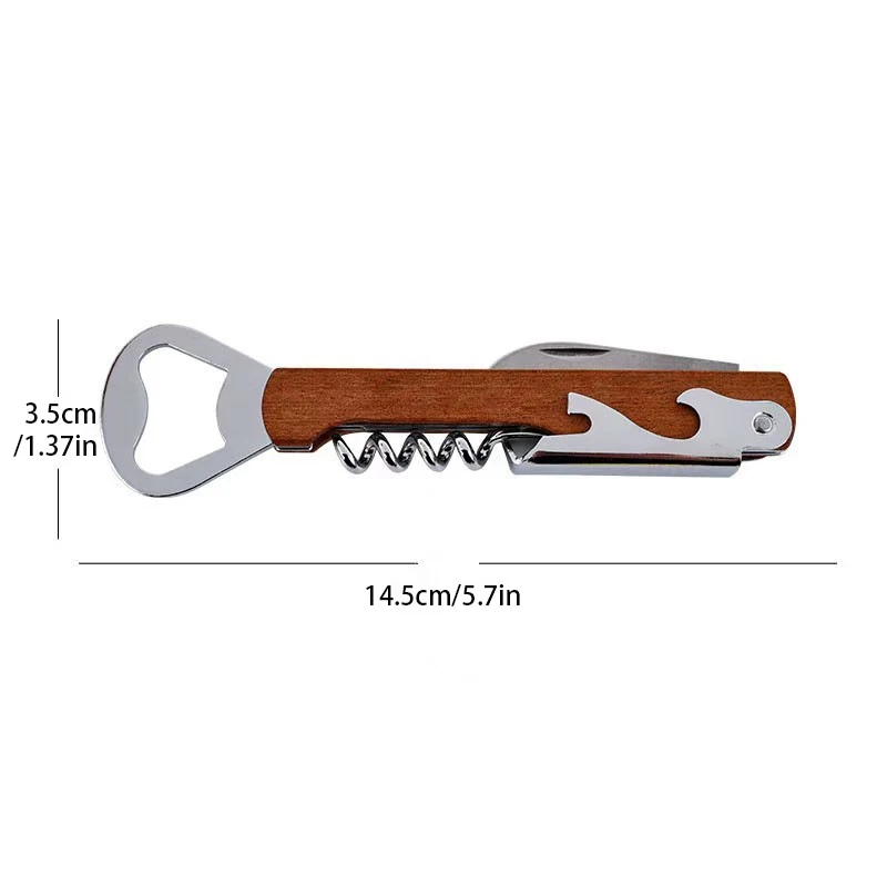 High-Quality Red Wine Bottle Opener, Household Multifunctional Seahorse Knife, Wine Opener, Solid Wood Portable Beer Bottle Opener