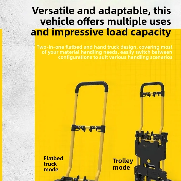 Pull truck handling folding flat trolley, warehousing and handling logistics express trolley view 3