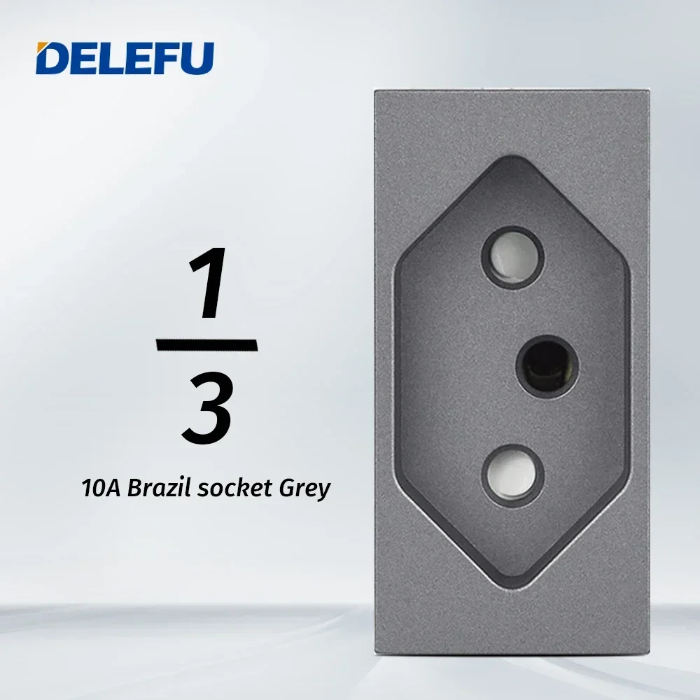 Delefu Brazilian Italy America Eu Standaard Socket Switch Usb Snel Opladen Type C Sleutel Diy 4*2 4*4 Panel Functie Moudule Grey