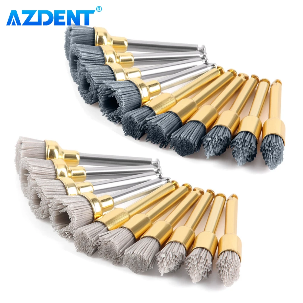 10PCS Dental Polishing Brush Aluminium Oxide Silicon Carbide AZDENT Polishing Prophy Brushes Tool for Contra Angle Handpiece