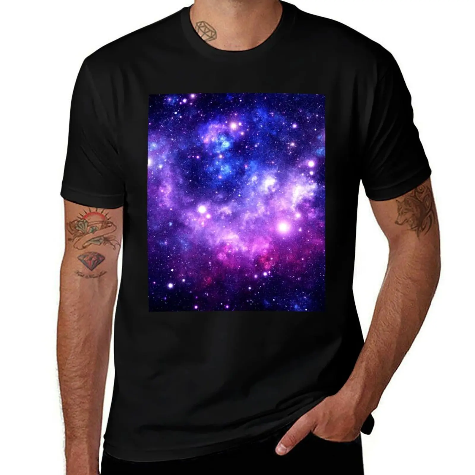 Purple Blue Galaxy Nebula T-Shirt Plus Size Short Sleeve T-Shirt