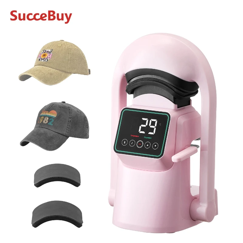 

SucceBuy Auto Hat Heat Press Machine with 2 Interchangeable Platens Automatic Open & Release Touchscreen Temperature Control