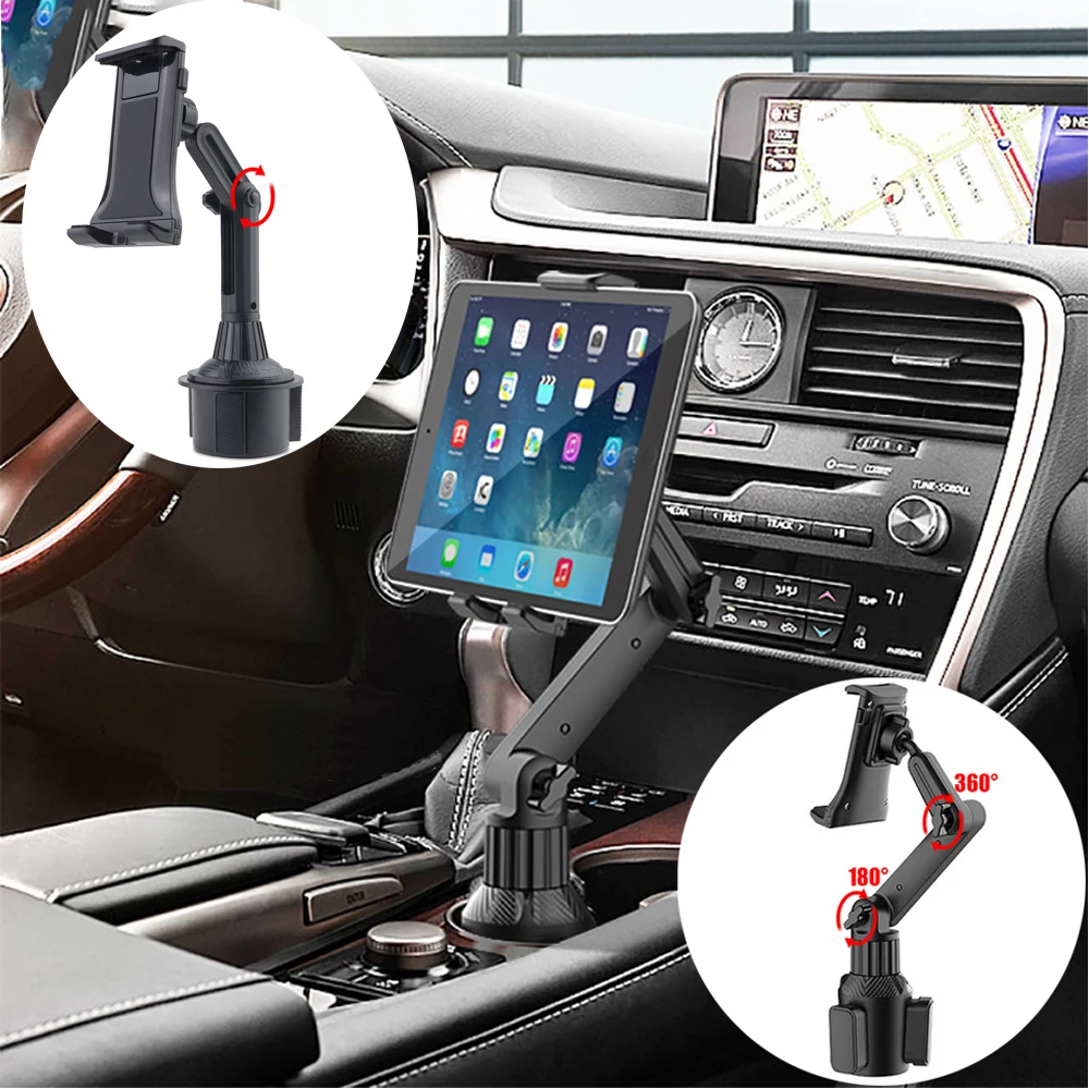 Universal Tablet Cup Holder Mount 360 Adjustable Smartphone Holder Car 270 Tilt Bar Triangular Base Ram Mount Tablet Holder For