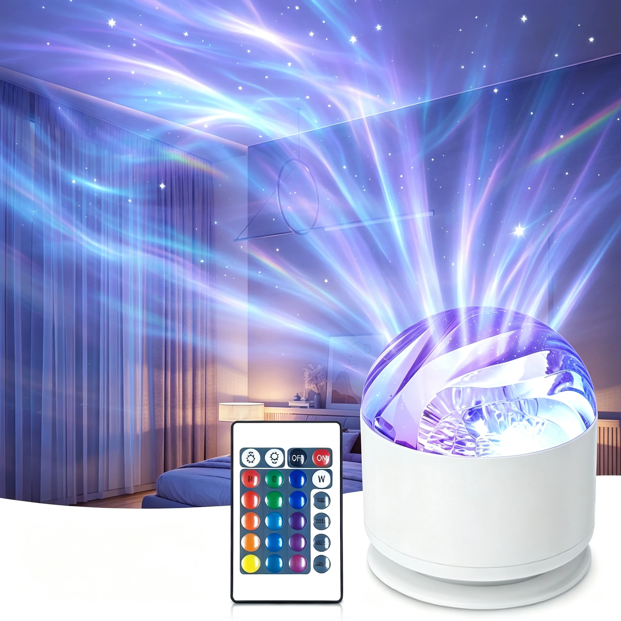 16 Colors Aurora Projector Night Light USB Powered with Remote Control Galaxy Northern Light Ambient Lamp for Kids Bedroom Decor