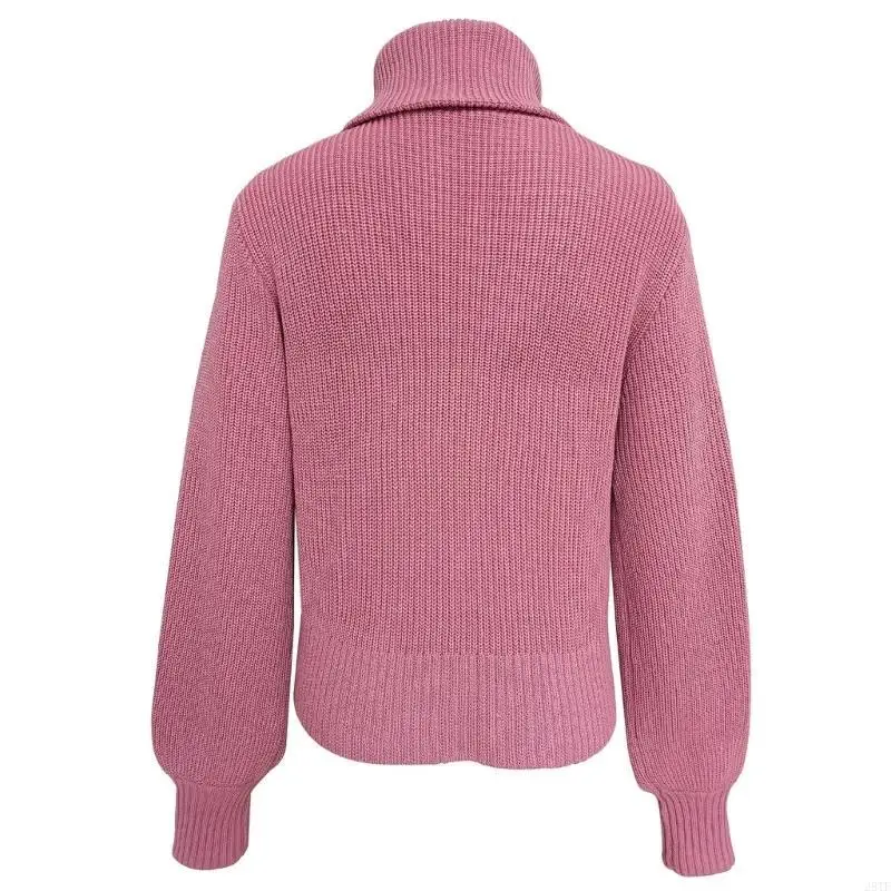 

2025 New Womens Fall Winter Long Sleeve Quarter Zip Pullover Casual Ribbed Knit Sweaters Jumpers Tops Lapel Sweater