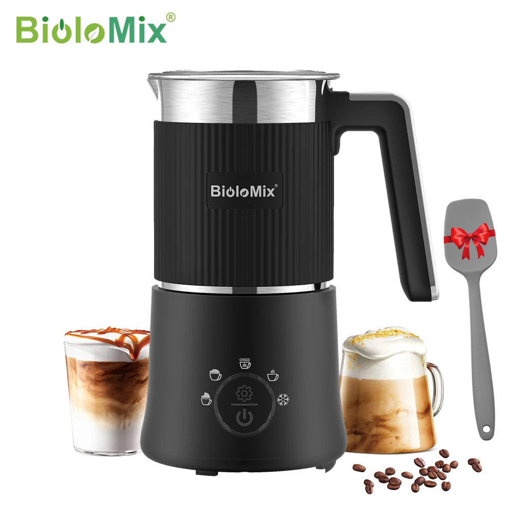 BioloMix 5-in-1 Automatic Hot/Cold Foam and Hot Chocolate Maker,Detachable Milk Frother and Steamer,Dishwasher Safe