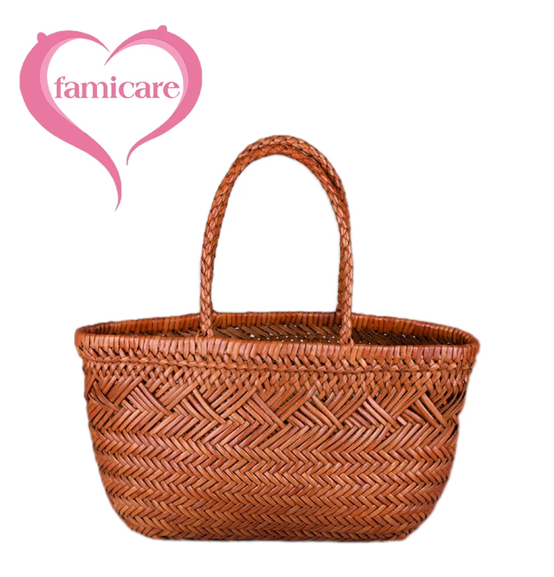 

Women's Bags Large Capacity 2023 Fashion French Style Woven Vegetable Basket Pack Genuine Leather Handmade Ladies Handbag