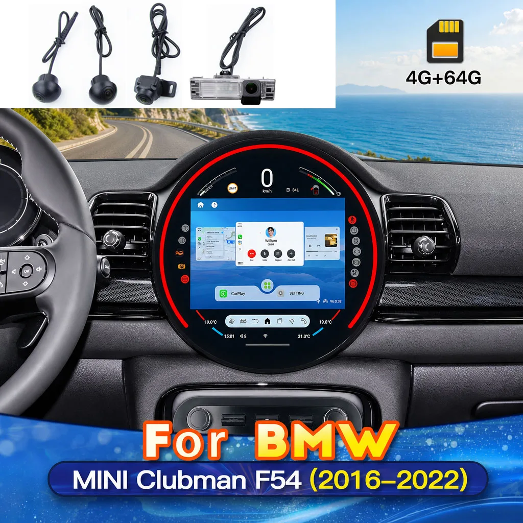 Multimedia WIFI Carpaly GPS Android Auto Car radio Navigation+360 panoramic camera For BMW Mini Clubman F54 Cooper D One John