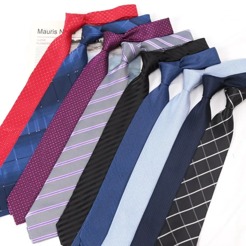 New Classic Strieped Ties for Men Jacquard 8cm Polyester Tie Wedding Groom Business Neck Tie Suit Shirt Gift Necktie Accessories