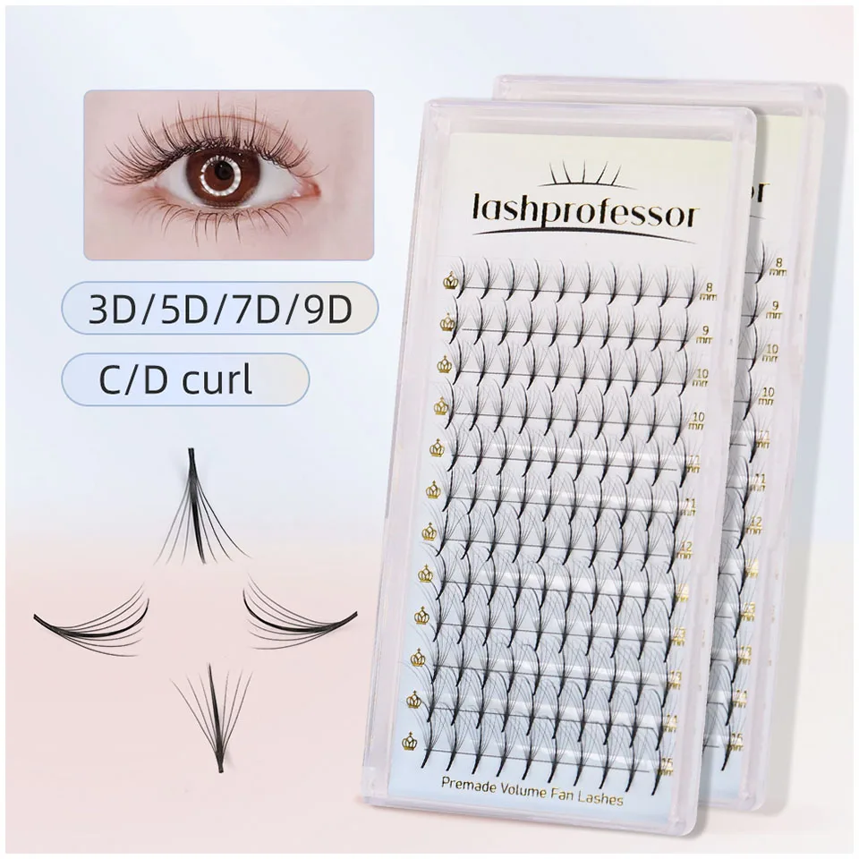 Lashprofessor Wispy Premade Fans Pointy Base 3D 5D 7D 9D Wispy Spike Volume Eyelash Extension Individual Lashes Faux Mink Lashes