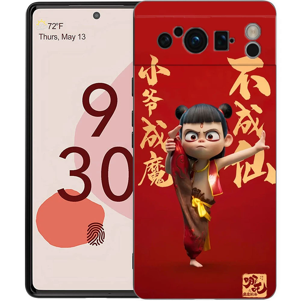 Capa de telefone para google pixel 9 8 7 6 7a 6a pro à prova de choque macio tpu 9 pro xl escudo capas fundas novo bonito nezha coque sacos