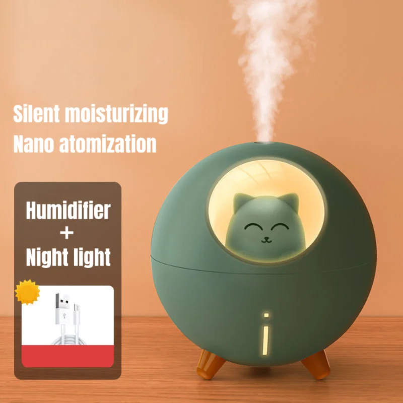 

Увлажнитель воздуха Cute Planet Cat, ультразвуковой диффузор с романтическим цветным светом, USB мини-увлажнитель, диффузор, туманообразователь