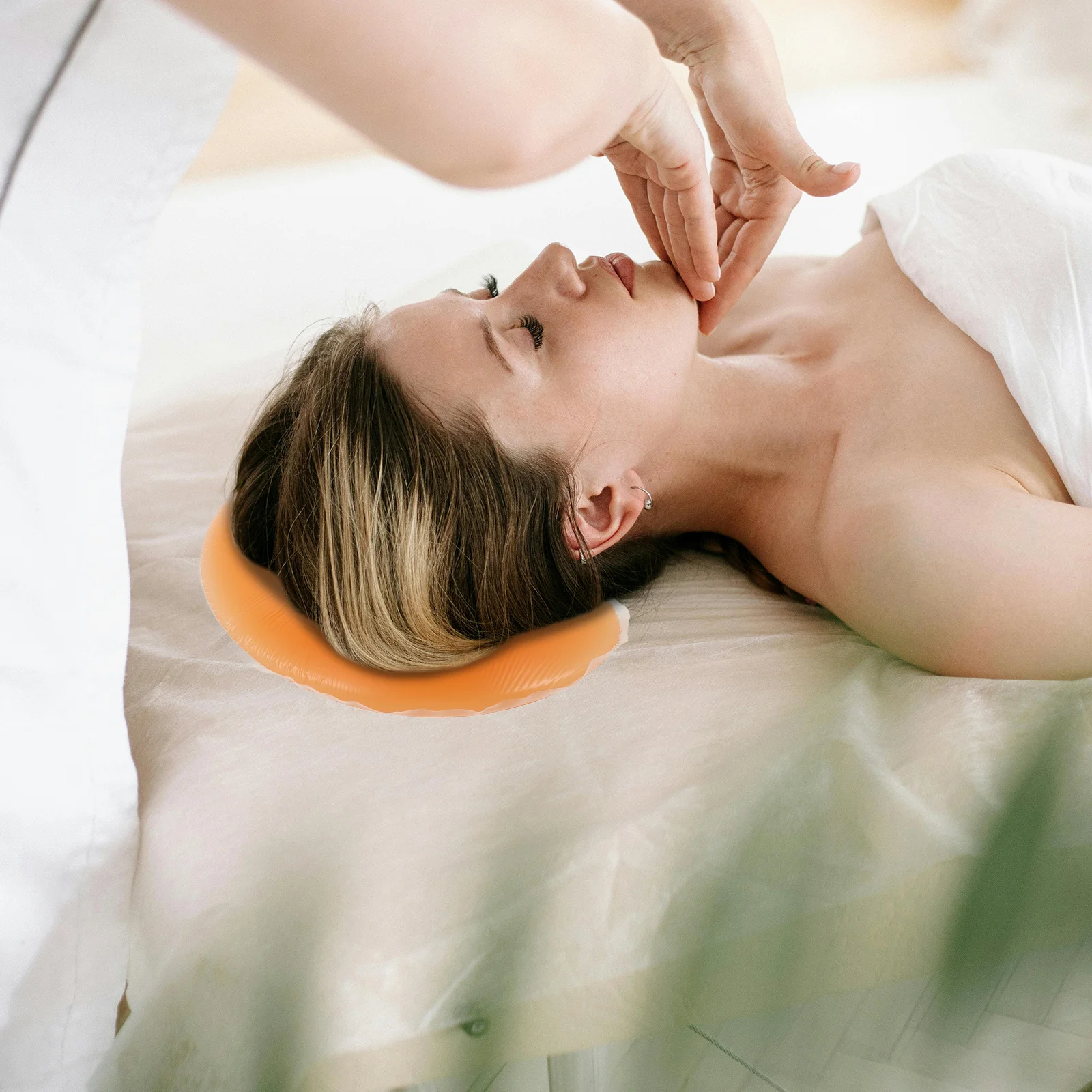 

Orange Silicone Beauty Bed Face Pillow For Spa Salon Massage Table Cradle U Shaped Neck Support Travel Face Down Cushion