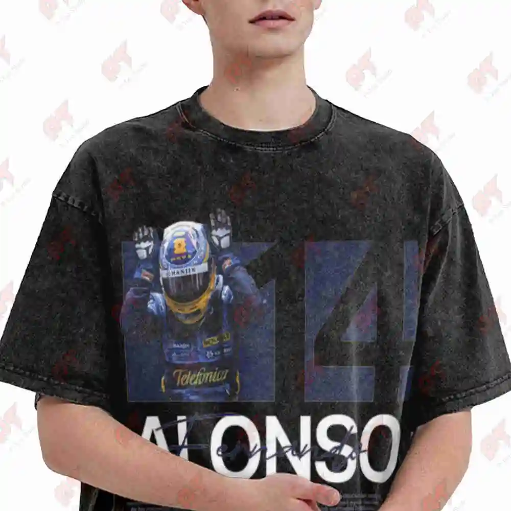 Alonso Pose Motorsport Vintage Washed Tee Pure Cotton T-Shirt