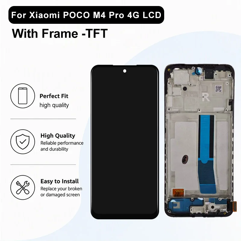 TFT Screen For Xiaomi Poco M4 Pro 4G Display 2201117PI Touch Screen For Xiaomi Poco M4 Pro 4G LCD Digitizer Assembly Replacement