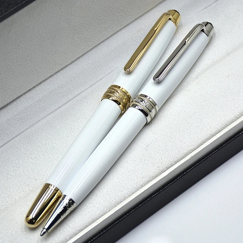 Luxury Msk-163 White Metal Rollerball Pen MB Ballpoint Pen Unique Laser Carving Office Writing Fountain Pens With Serial Number