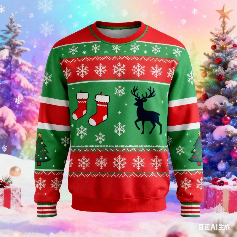 عيد ميلاد سعيد 2026 هوديس رياضي جديد عصري للرجال والنساء ، هوديس مطبوعة فضفاضة ودافئة لخريف وشتاء