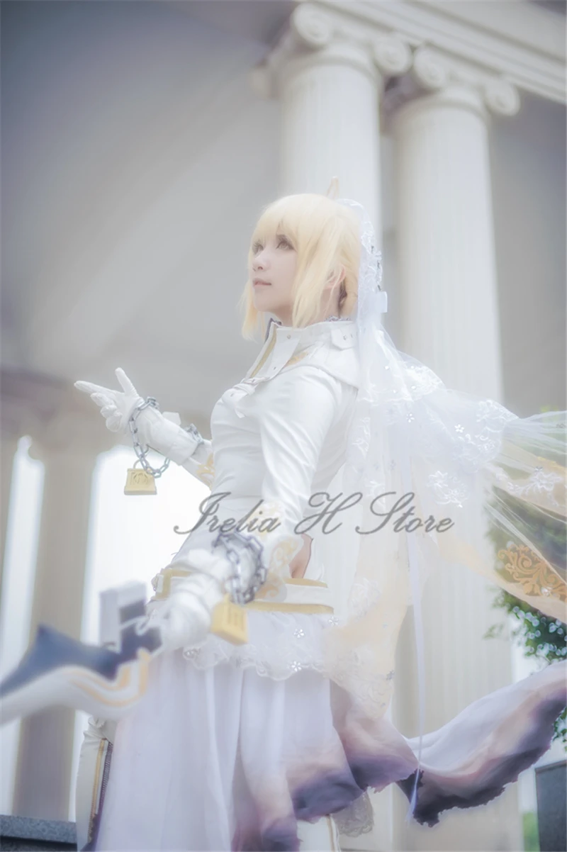 Irelia H Store FATE/EXTRA CCC Saber Nero Cosplay Stage 1 FGO Nero Bride Cosplay Costume Luxe dresses summer dress  custom made image 3