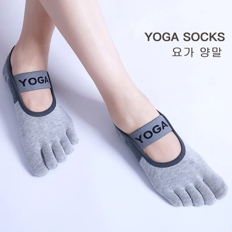 Five Toe Women Yoga Socks Breathable Anti-Slip Pilates Socks Cotton Backless Ladies Fitness Dance Ballet Sports Socks Slippers