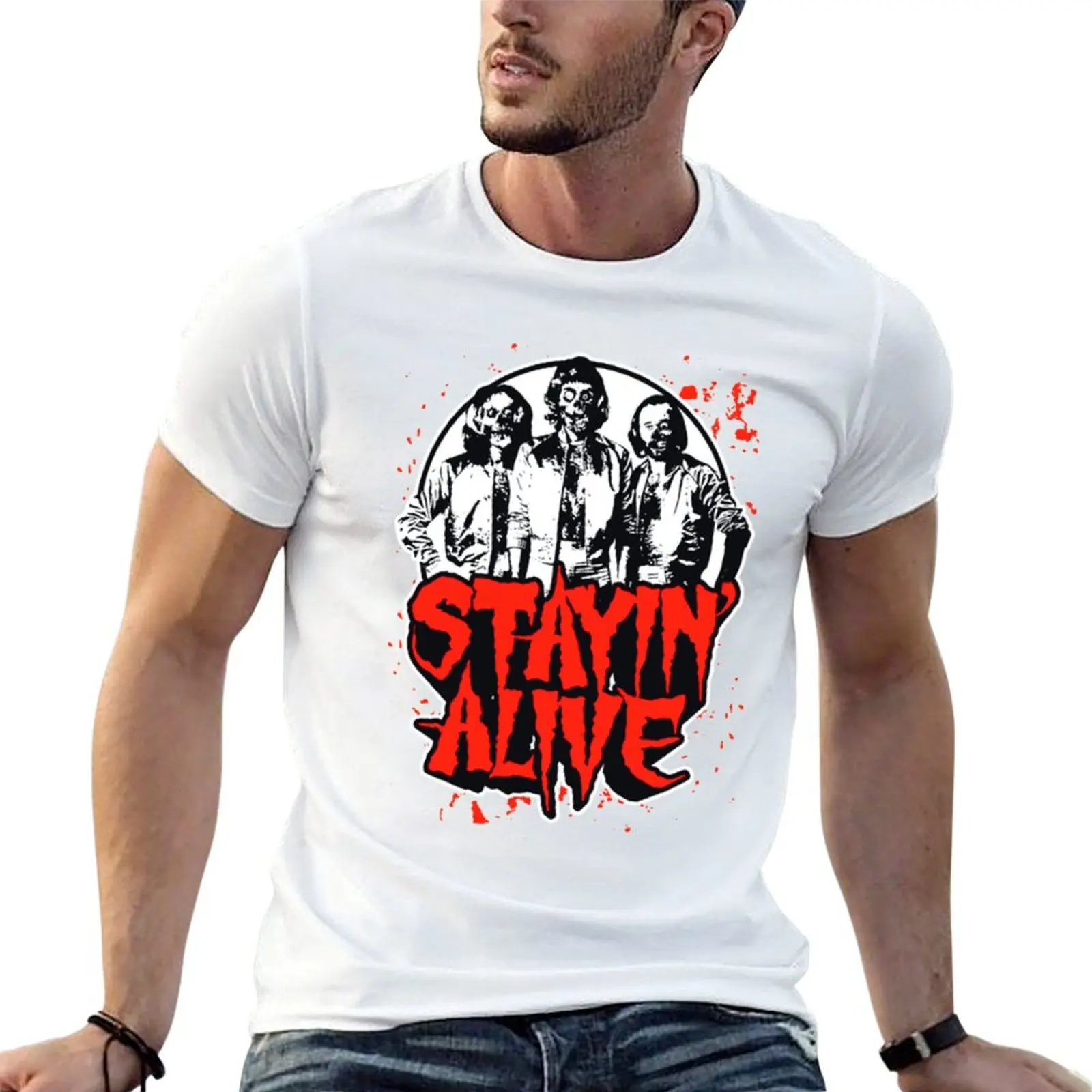 T-shirt THE BEE GEES STAY ALIVE, t-shirts de créateur, t-shirt homme, t-shirt personnalisé