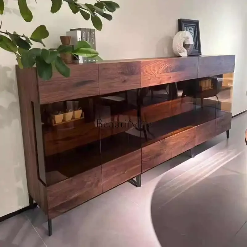 

yj5 North American black walnut side cabinet, living room against the wall integrated locker, all solid wood wine cabinet