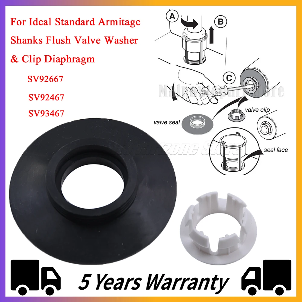 New Dual Flush Valve Diaphragm Seal & Clip Fit For Ideal Standard Armitage Shanks SV01967