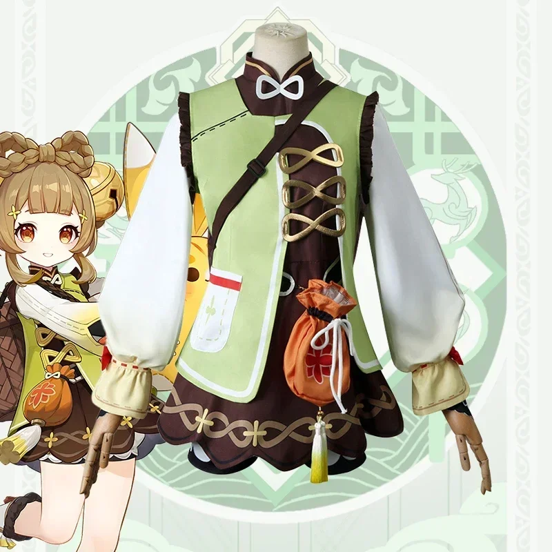 ياوياو تأثيري حلي الكبار كرنفال موحدة شعر مستعار أنيمي هالوين ملابس تنكرية للحفلات النساء لعبة Genshin تأثير