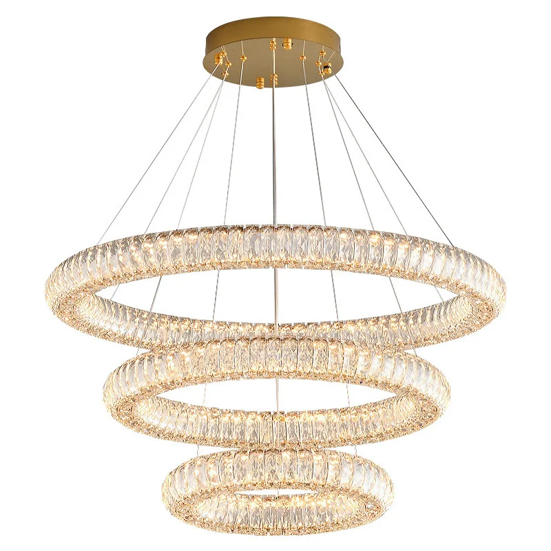 

French designer light luxury atmosphere crystal chandelier modern simple duplex villa living room dining room bedroom decorative